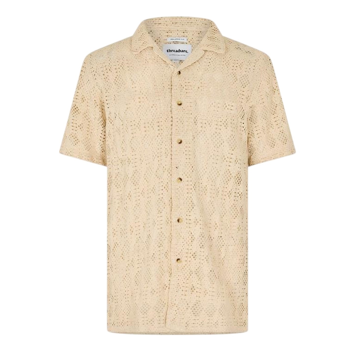 Ecru - Front - Threadbare Mens Rackes Snake Print Short-Sleeved Shirt