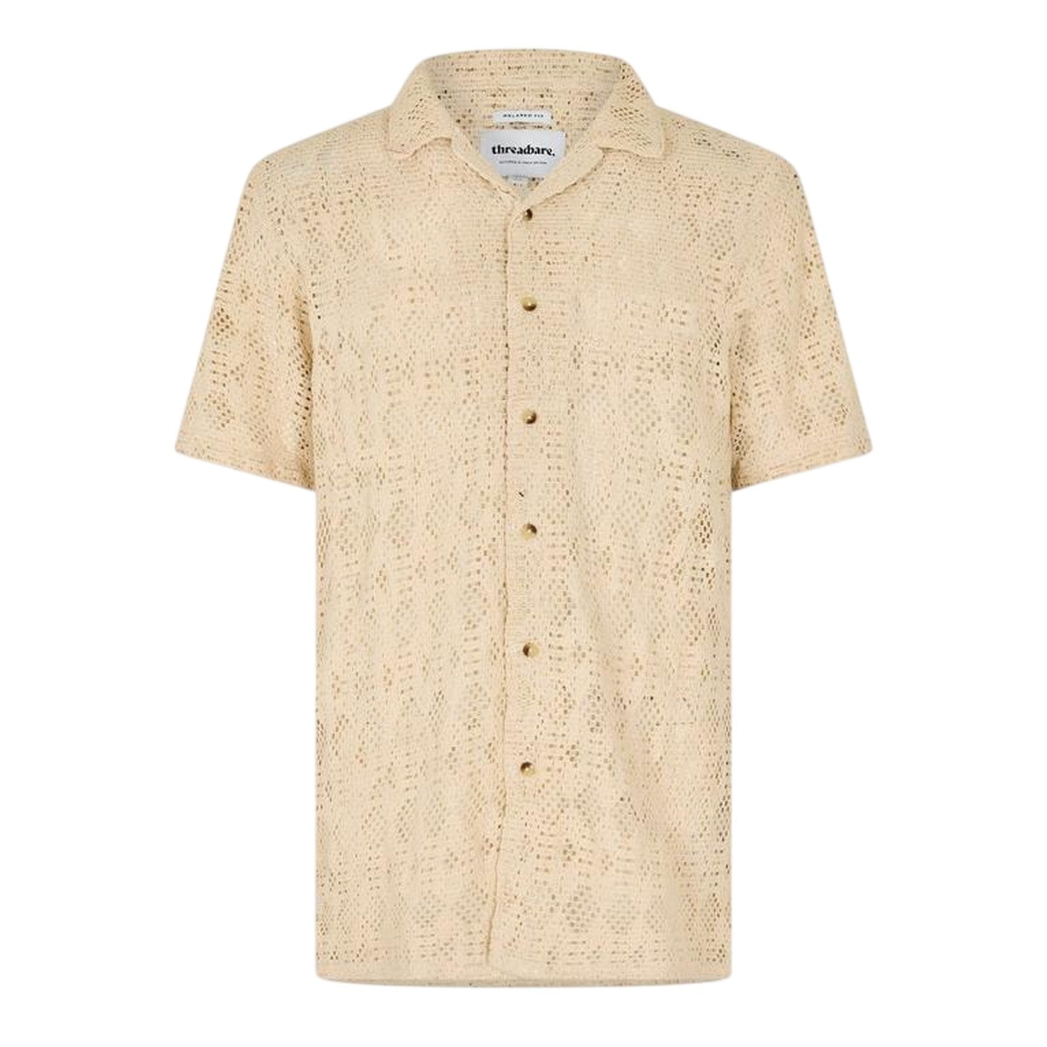 Ecru - Front - Threadbare Mens Rackes Snake Print Short-Sleeved Shirt