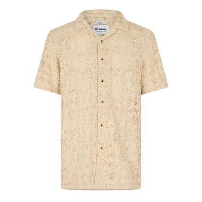 Ecru - Front - Threadbare Mens Rackes Snake Print Short-Sleeved Shirt