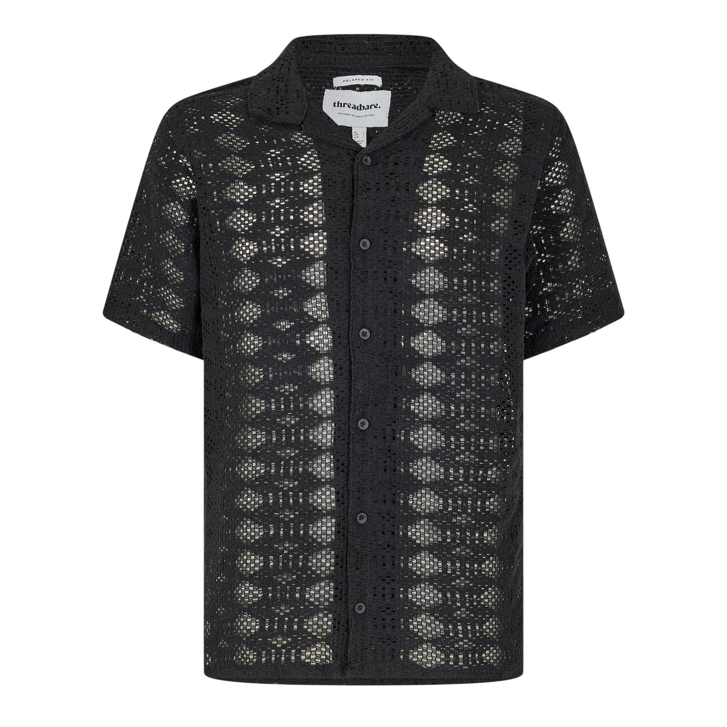 Black - Front - Threadbare Mens Rackes Snake Print Short-Sleeved Shirt