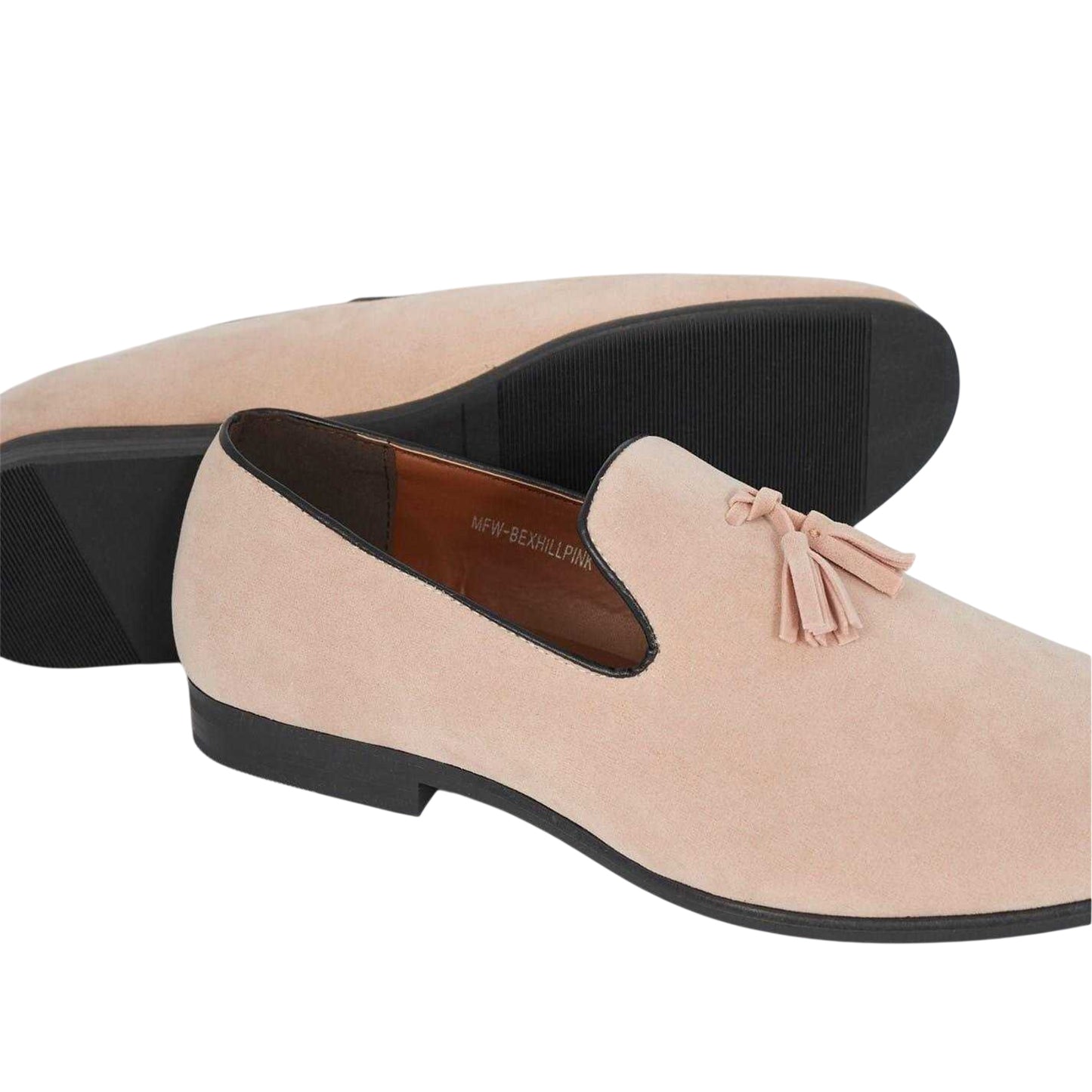 Pink - Lifestyle - Brave Soul Mens Tassel Faux Suede Low Heel Loafers