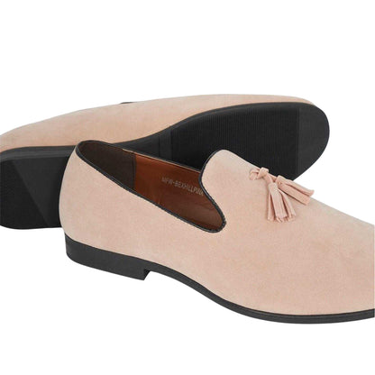 Pink - Lifestyle - Brave Soul Mens Tassel Faux Suede Low Heel Loafers