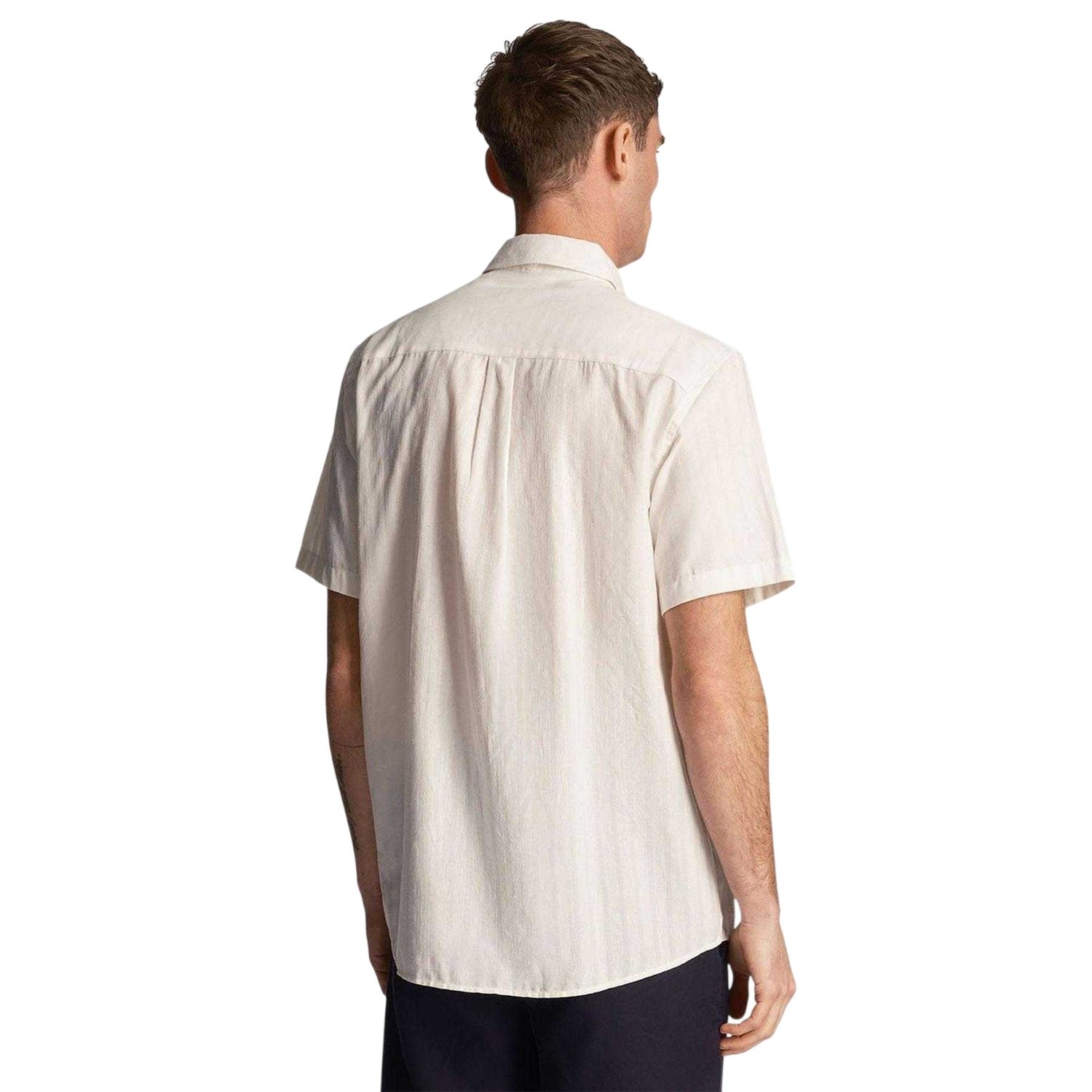 White - Back - Lyle & Scott Mens Textured Stripe Regular Shirt
