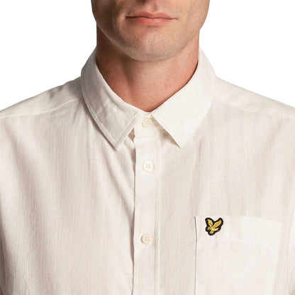 White - Side - Lyle & Scott Mens Textured Stripe Regular Shirt