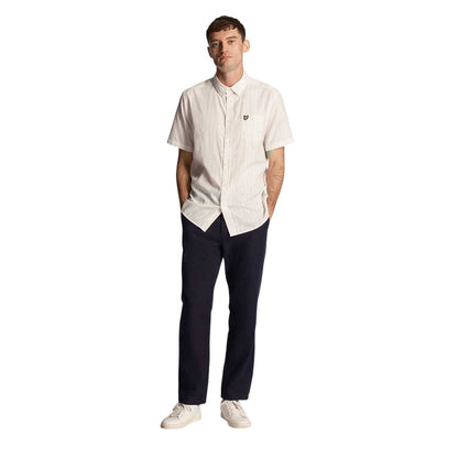 White - Lifestyle - Lyle & Scott Mens Textured Stripe Regular Shirt