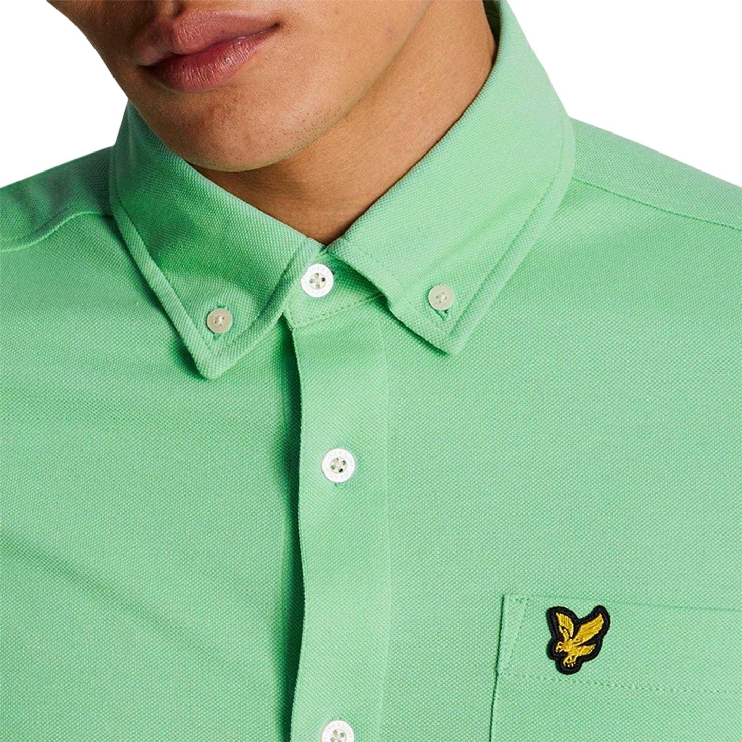 Green - Side - Lyle & Scott Mens Pique Shirt