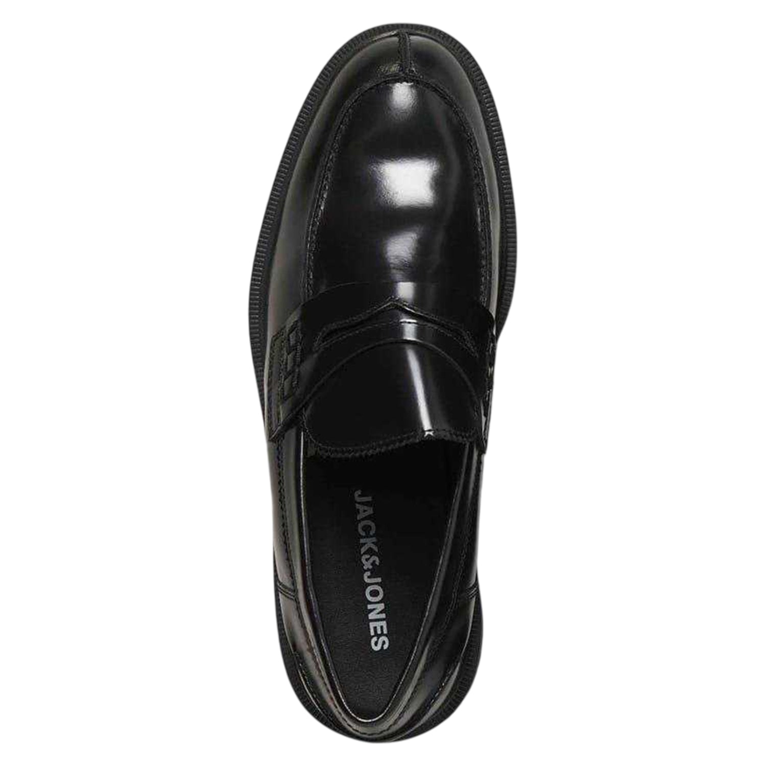Black - Back - Jack And Jones Mens Leather Loafers