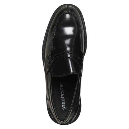 Black - Back - Jack And Jones Mens Leather Loafers