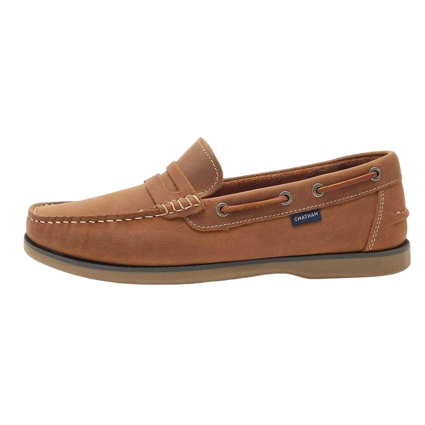 Tan - Back - Chatham Mens Leather Slip-on Flat Loafers