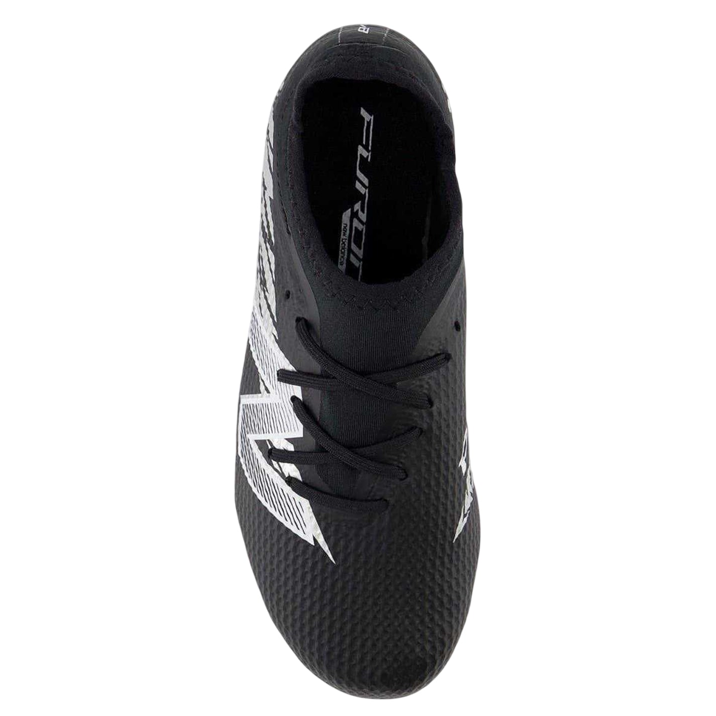 Black-White - Lifestyle - New Balance Childrens-Kids Furon Team FG V8 Leather Firm Ground Football Boots