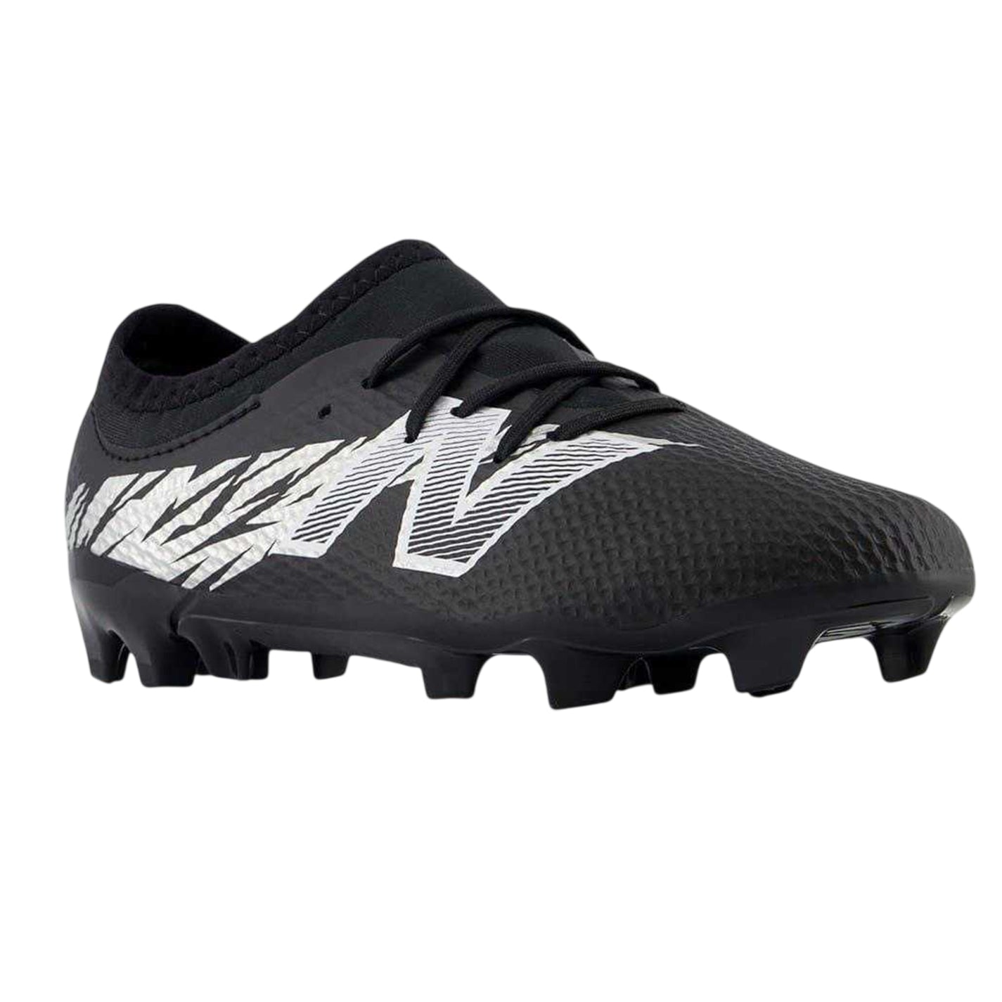 Black-White - Pack Shot - New Balance Childrens-Kids Furon Team FG V8 Leather Firm Ground Football Boots