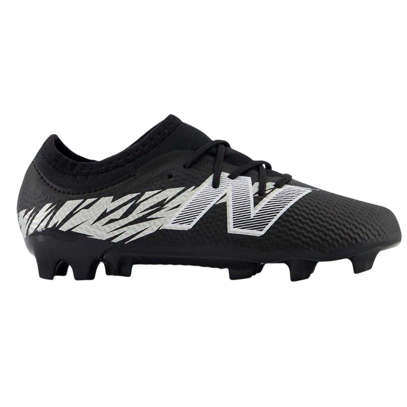 Black-White - Front - New Balance Childrens-Kids Furon Team FG V8 Leather Firm Ground Football Boots