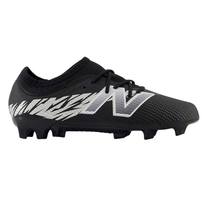 Black-White - Front - New Balance Childrens-Kids Furon Team FG V8 Leather Firm Ground Football Boots