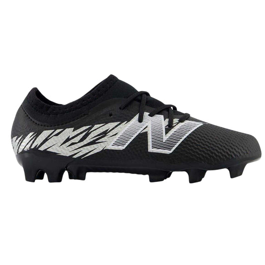 Black-White - Front - New Balance Childrens-Kids Furon Team FG V8 Leather Firm Ground Football Boots