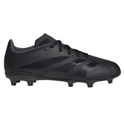 Black-Grey - Front - Adidas Childrens-Kids Predator 24 League Cleated Firm Ground Football Boots