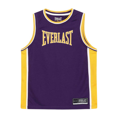 Purple-Yellow - Side - Everlast Childrens-Kids Polyester Top & Bottom Set Set