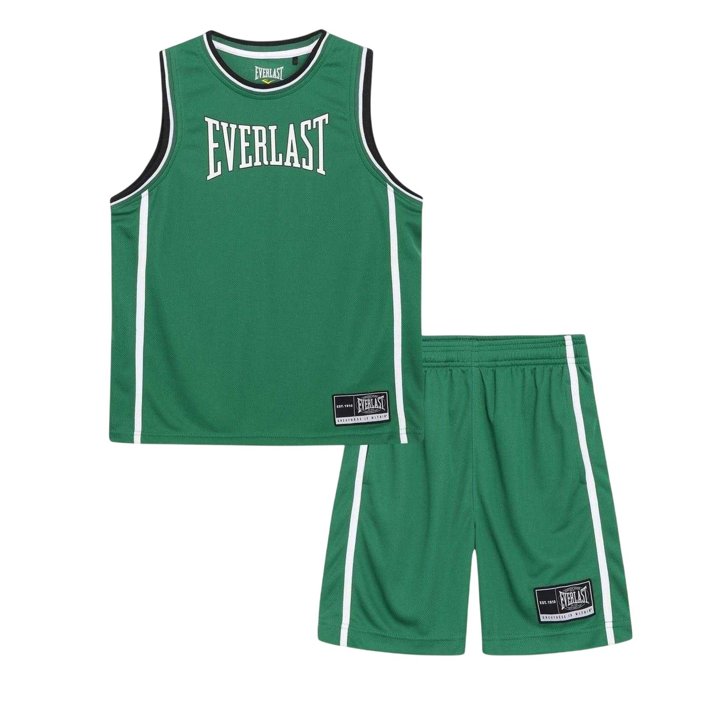 Green-White - Front - Everlast Childrens-Kids Polyester Top & Bottom Set Set