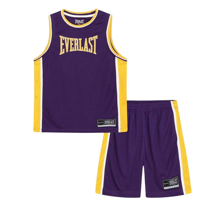 Purple-Yellow - Front - Everlast Childrens-Kids Polyester Top & Bottom Set Set
