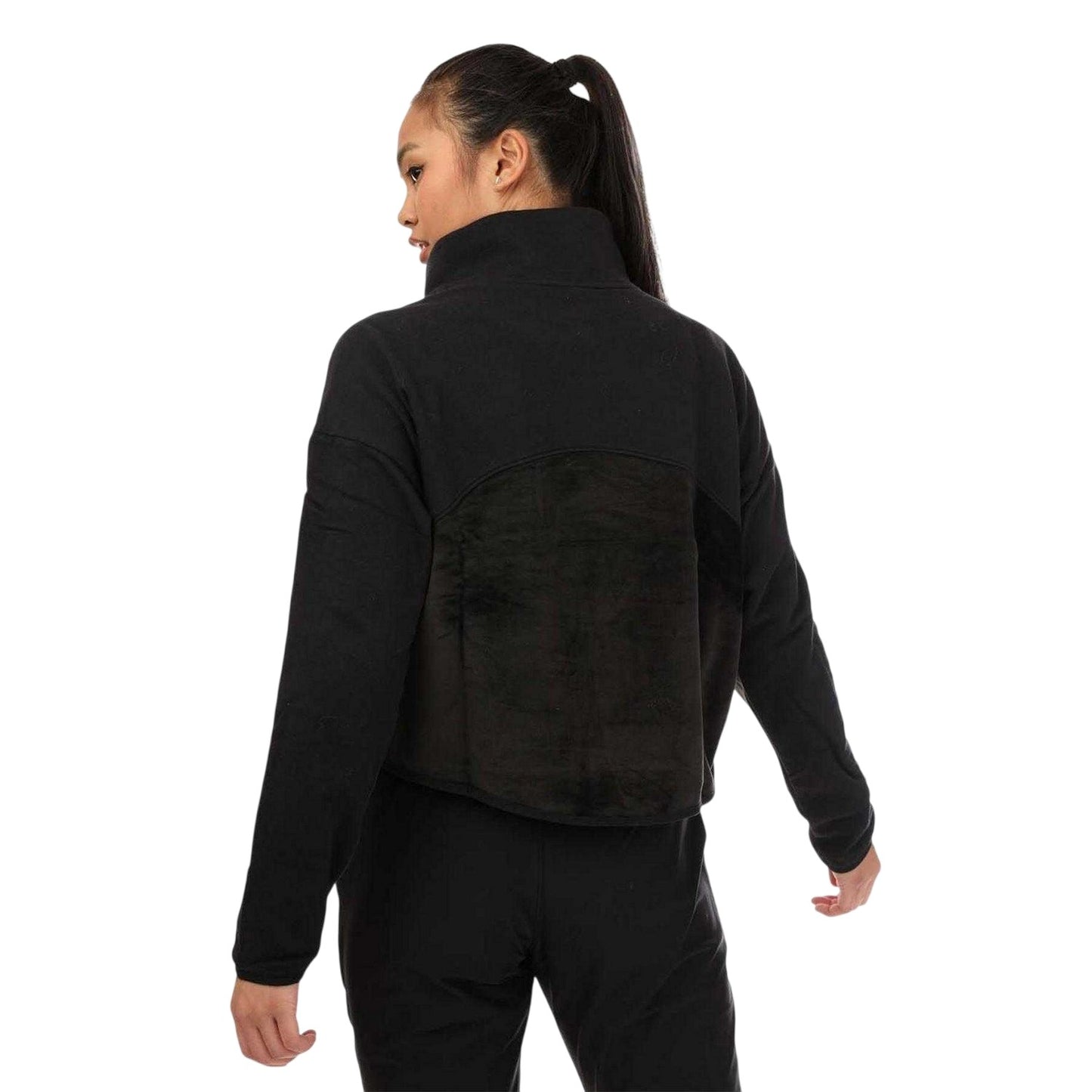 Black - Back - Under Armour Womens-Ladies Mock Neck Fleece Top