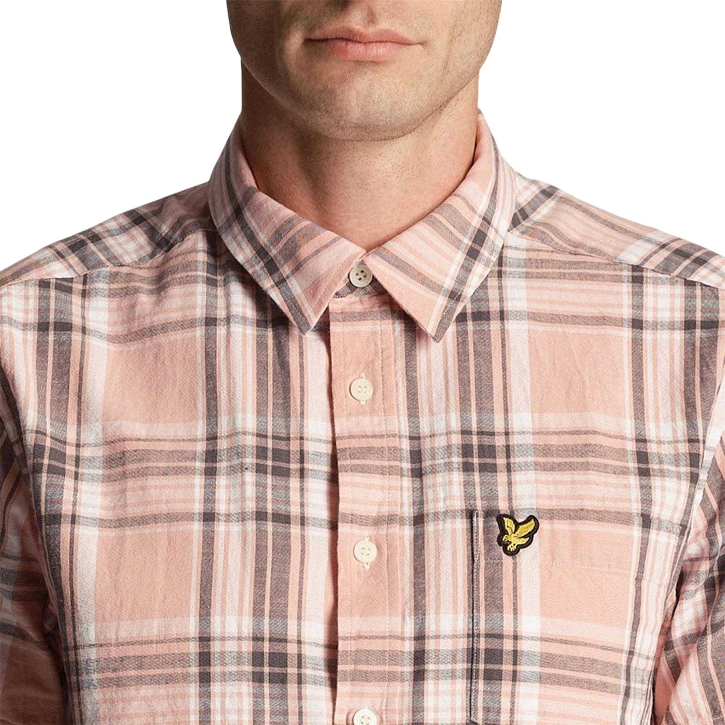 Pink - Side - Lyle & Scott Mens Short-Sleeved Shirt