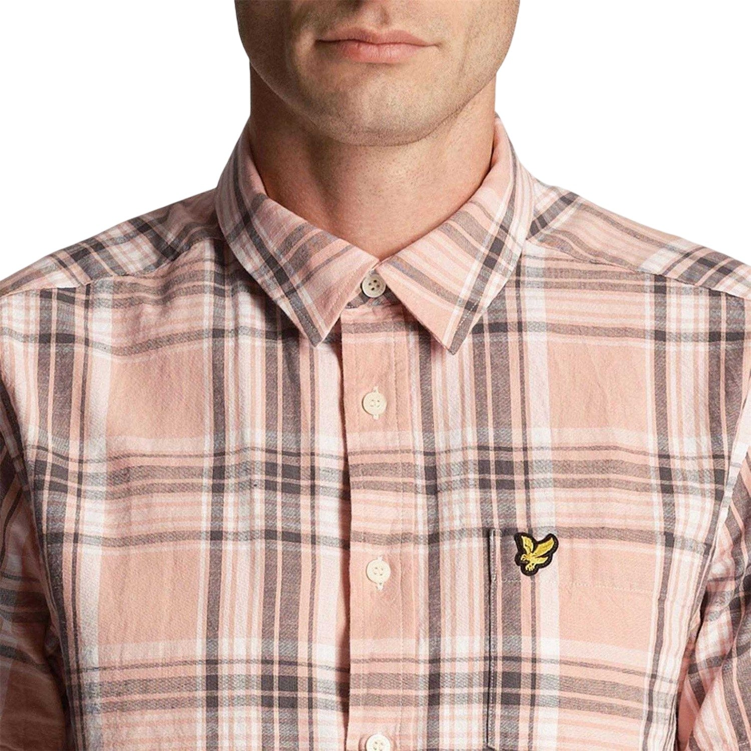 Pink - Side - Lyle & Scott Mens Short-Sleeved Shirt
