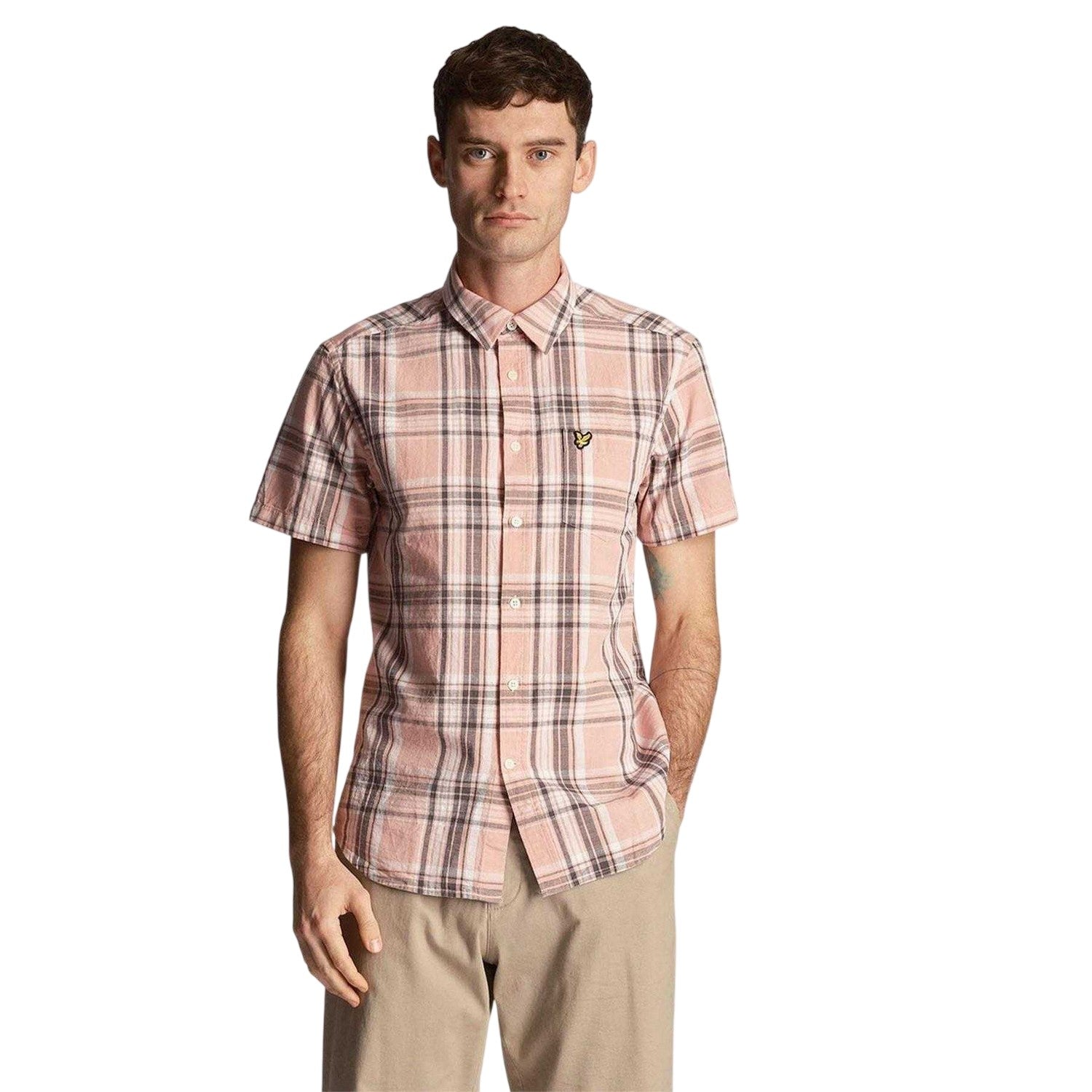 Pink - Front - Lyle & Scott Mens Short-Sleeved Shirt