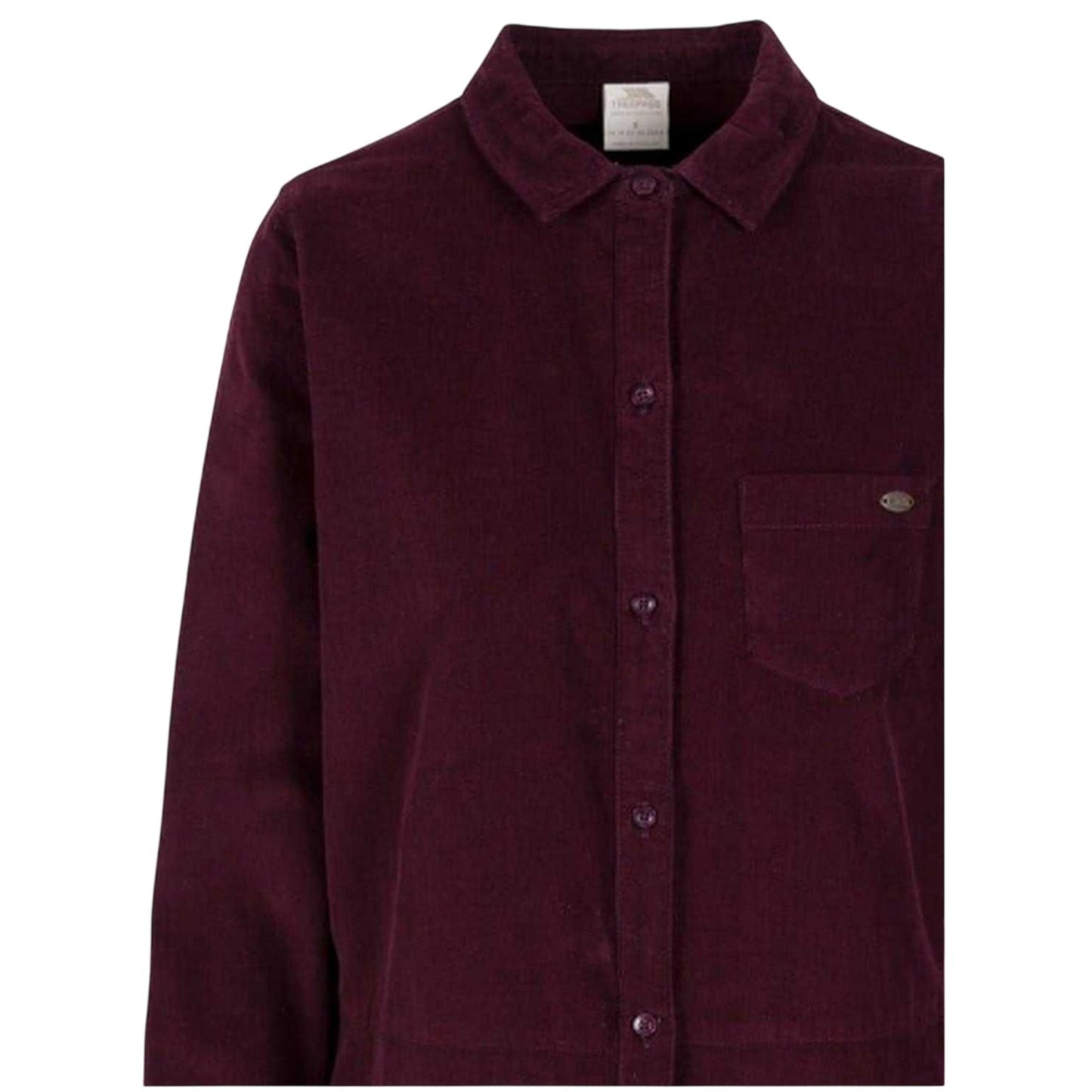 Dark Cherry - Side - Trespass Womens-Ladies Alison Corduroy Collared Shirt Dress