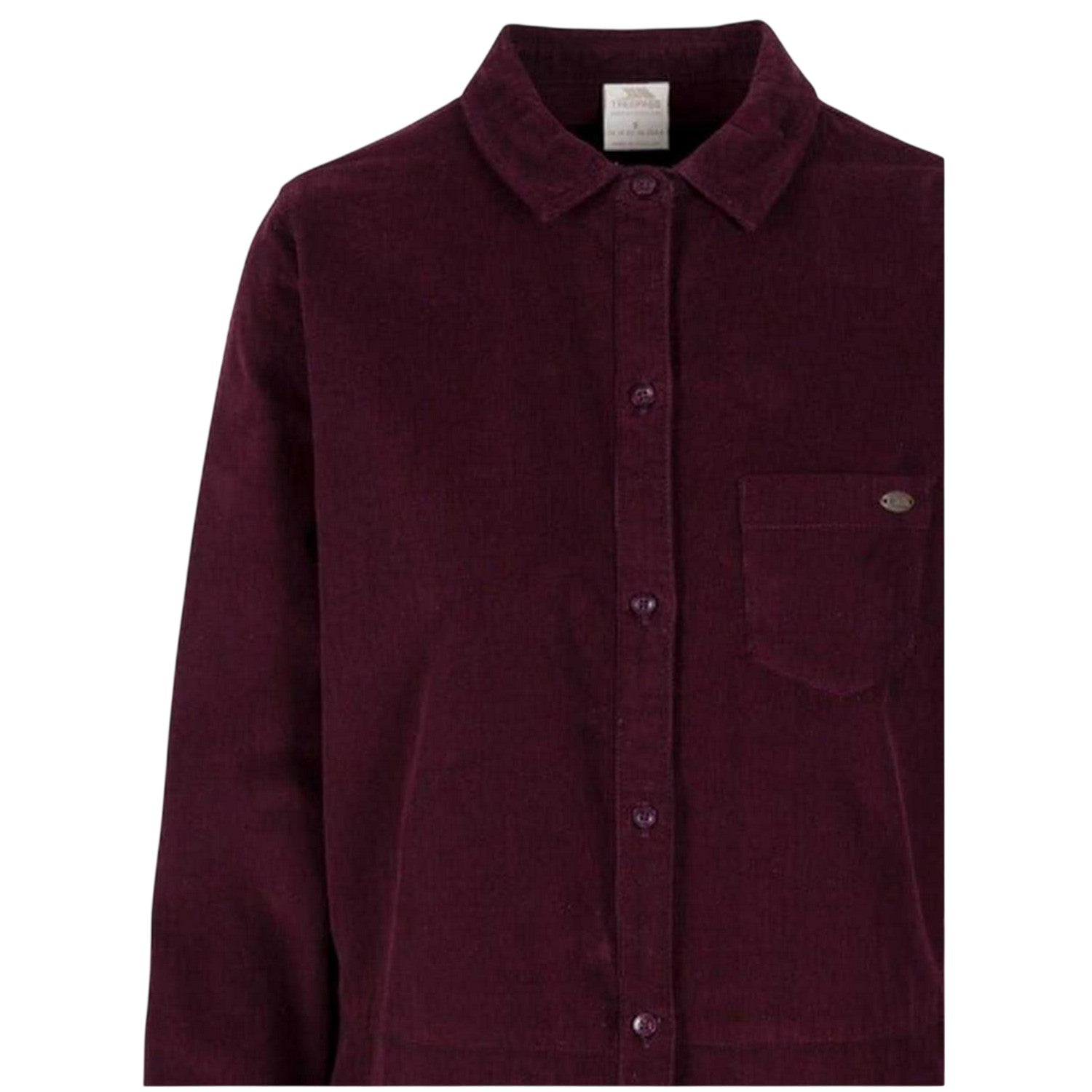 Dark Cherry - Side - Trespass Womens-Ladies Alison Corduroy Collared Shirt Dress