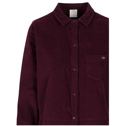 Dark Cherry - Side - Trespass Womens-Ladies Alison Corduroy Collared Shirt Dress