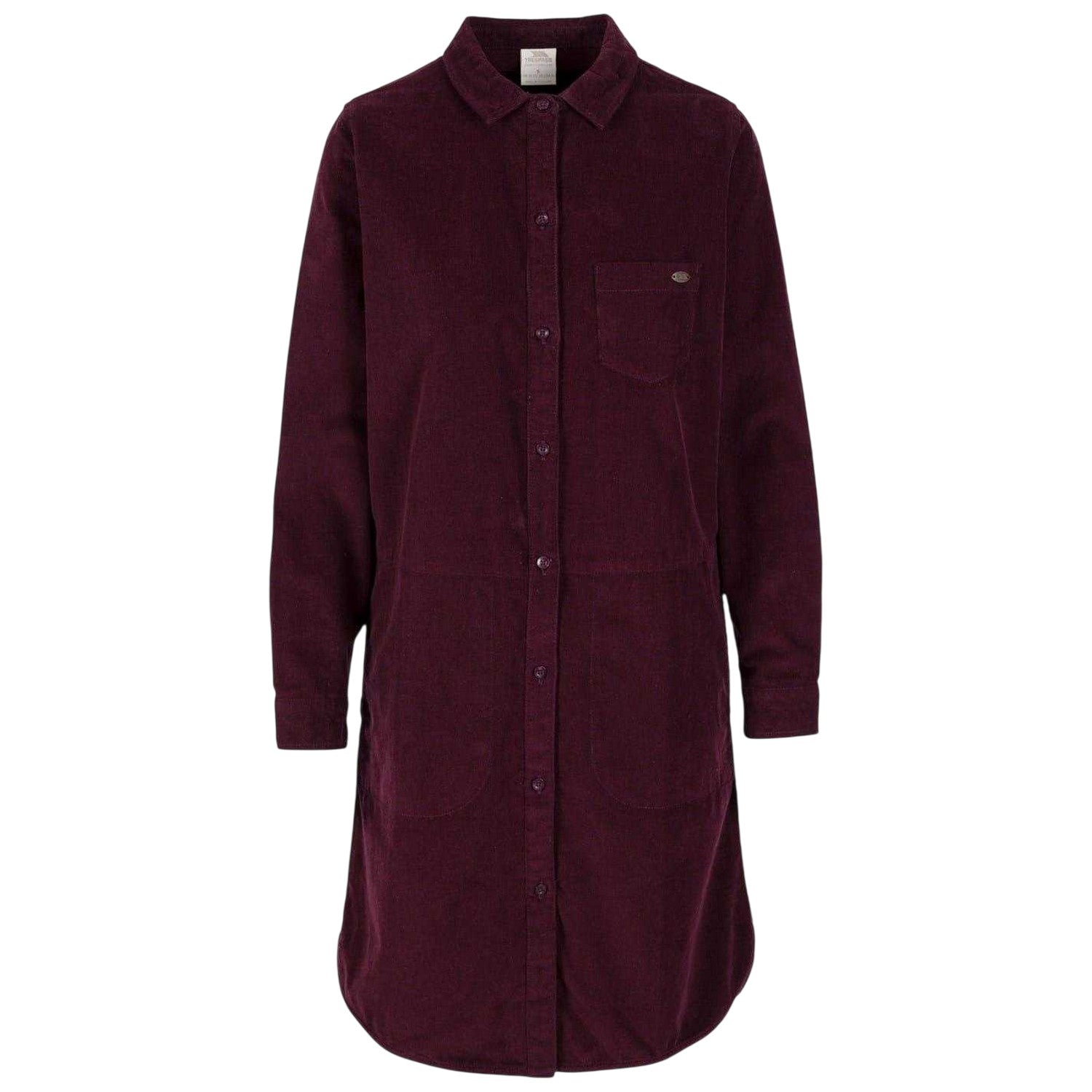 Dark Cherry - Front - Trespass Womens-Ladies Alison Corduroy Collared Shirt Dress