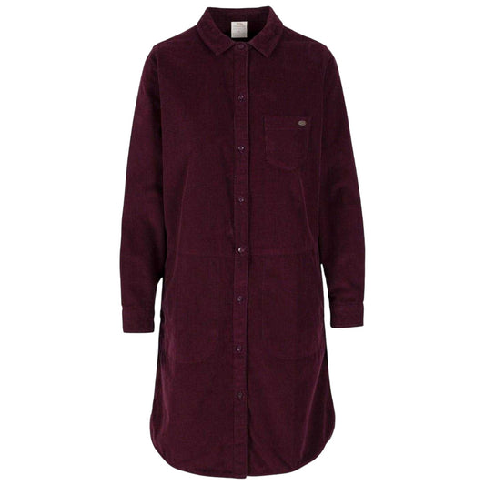 Dark Cherry - Front - Trespass Womens-Ladies Alison Corduroy Collared Shirt Dress