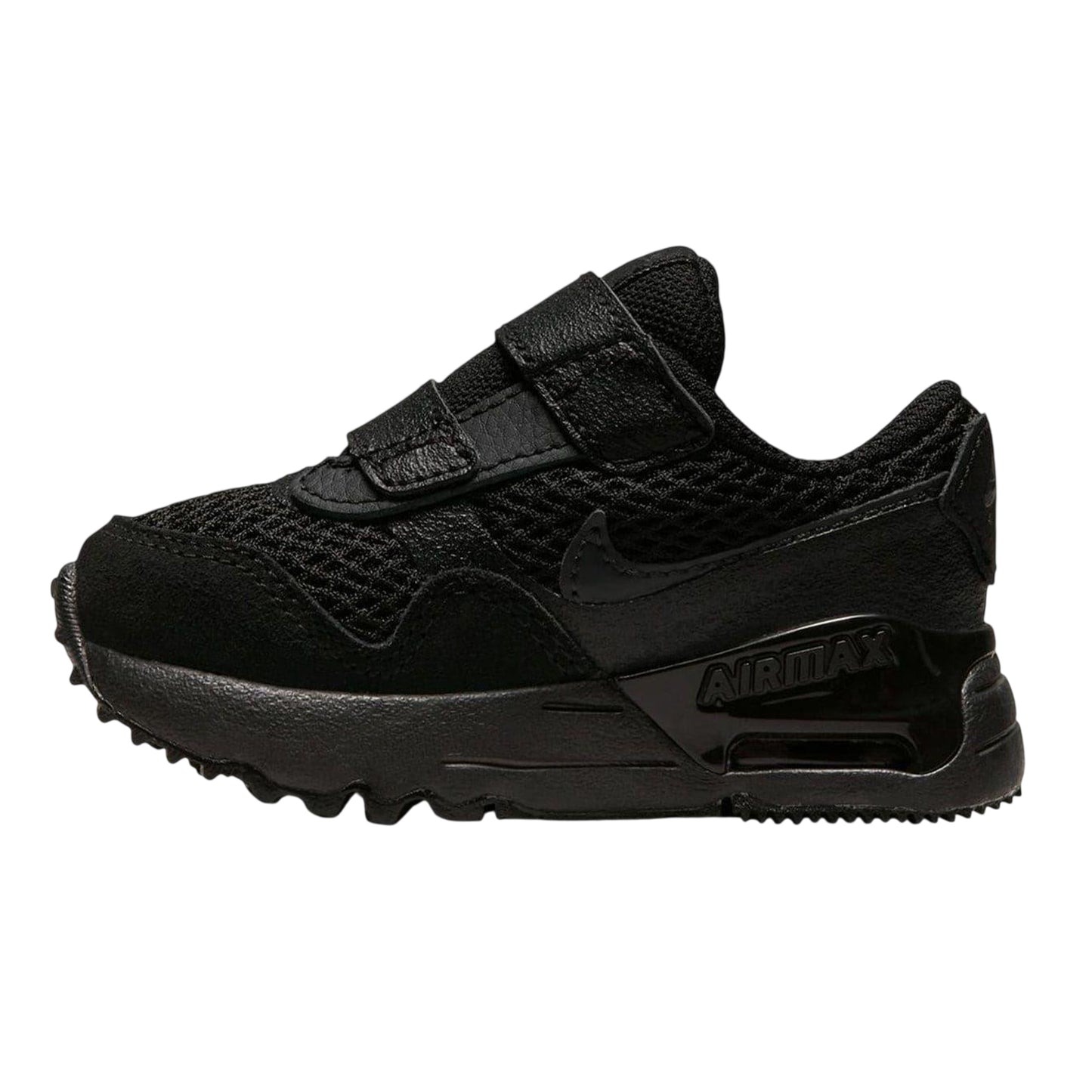 Black-Grey - Side - Nike Baby Air Max System Leather Trainers