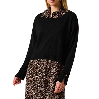 Black-Brown - Side - Biba Womens-Ladies Leopard Print 2 in 1 Jumper Dress