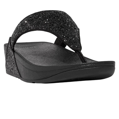 Black - Side - FitFlop Womens-Ladies Lulu Glitter Sandals