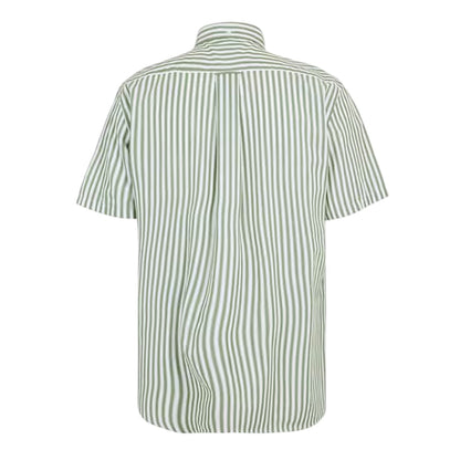 Herb-Green - Back - Gant Mens Striped Poplin Short-Sleeved Shirt