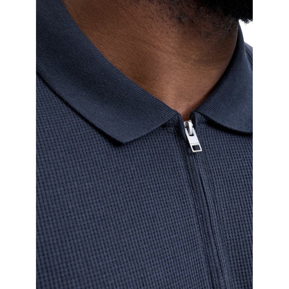 Navy Blazer - Side - Jack And Jones Mens Half Zip Plus Polo Shirt