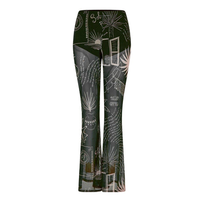 Black-White - Back - Never Fully Dressed Womens-Ladies Palm Tree High Rise Trousers