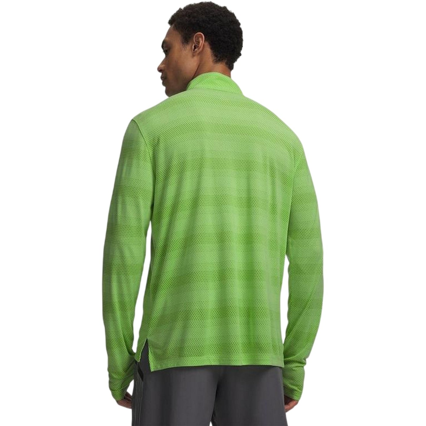 Lime-Reflective - Back - Under Armour Mens Velociti Quarter Zip Fitted Long-Sleeved Top