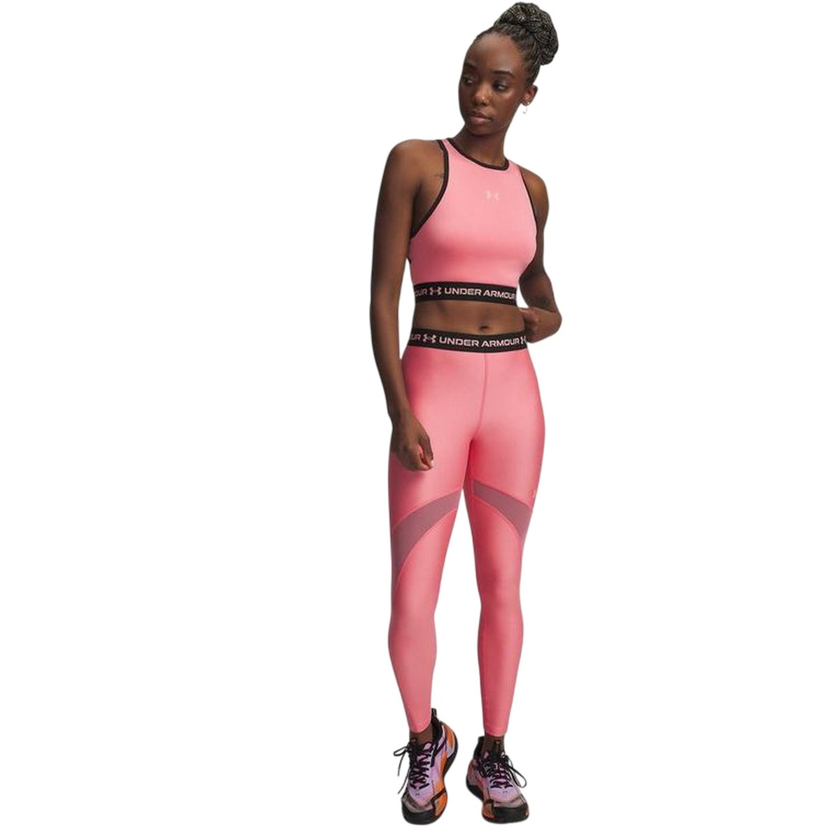 Pink - Side - Under Armour Womens-Ladies Leggings
