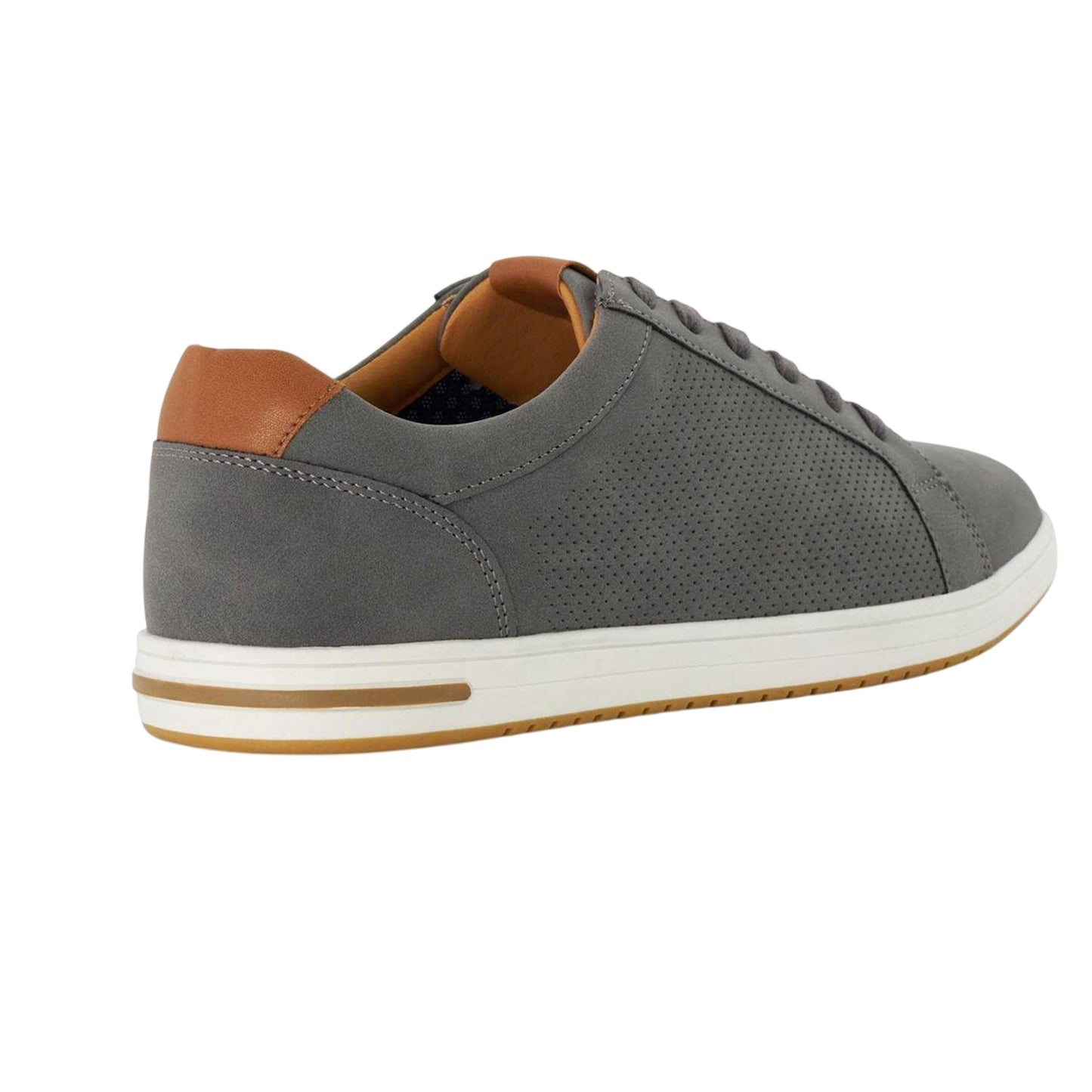 Grey - Back - Dune London Mens Tezzy Canvas Low Cut Trainers
