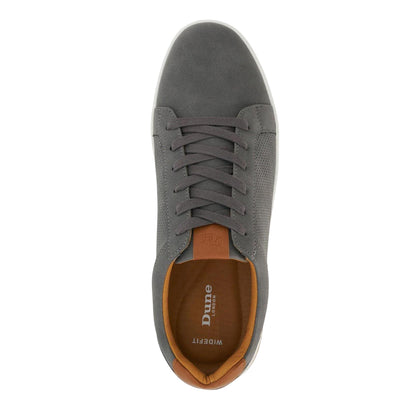 Grey - Side - Dune London Mens Tezzy Canvas Low Cut Trainers