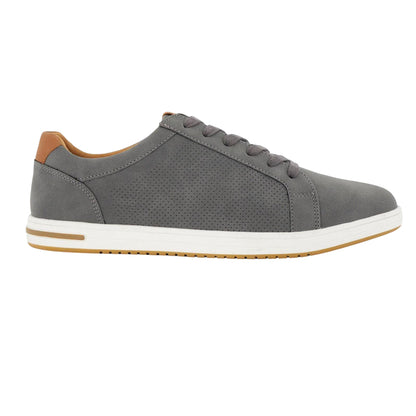 Grey - Front - Dune London Mens Tezzy Canvas Low Cut Trainers