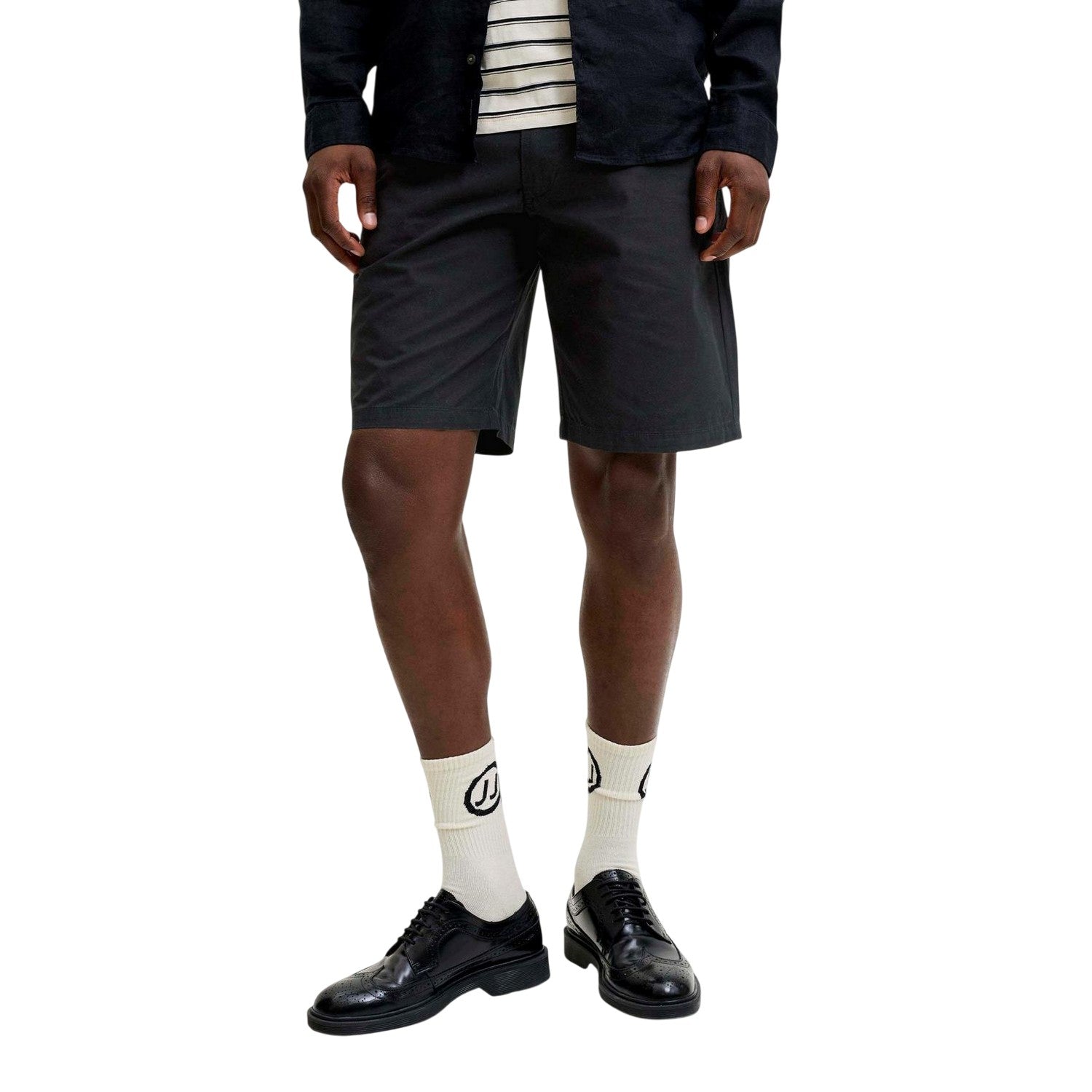 Black - Side - Off White Mens Plain Chino Shorts