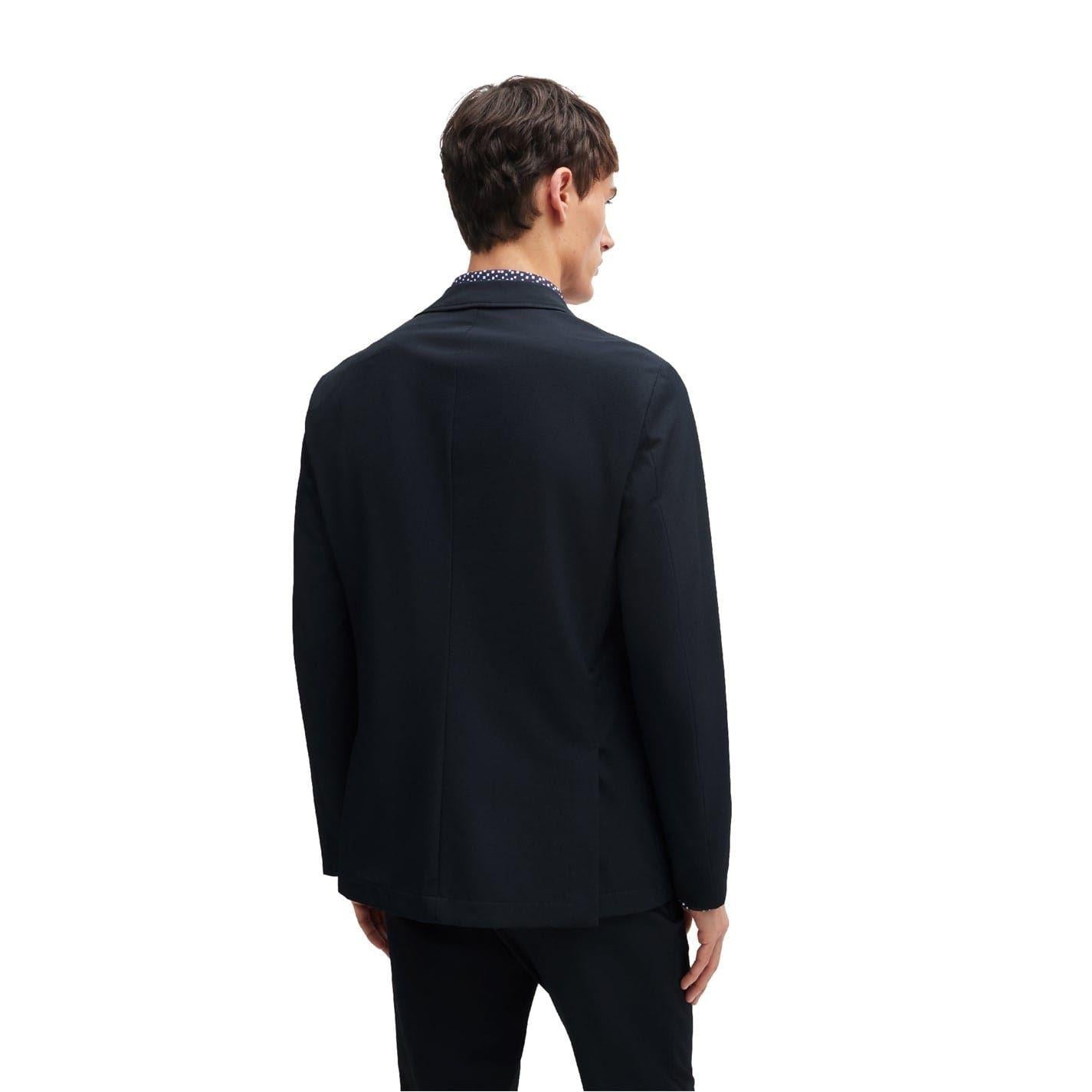 Dark Blue - Back - Boss Mens Plain Chest Pocket Regular Blazer