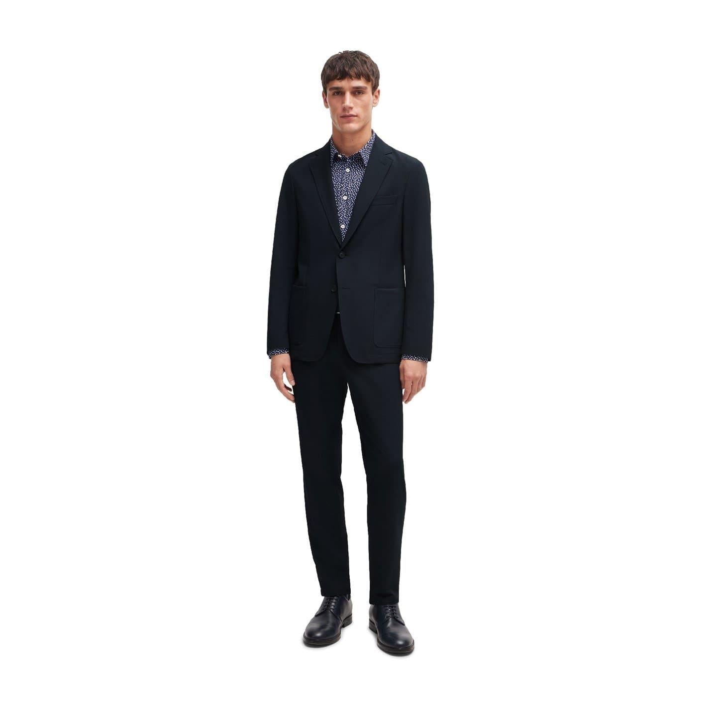 Dark Blue - Side - Boss Mens Plain Chest Pocket Regular Blazer