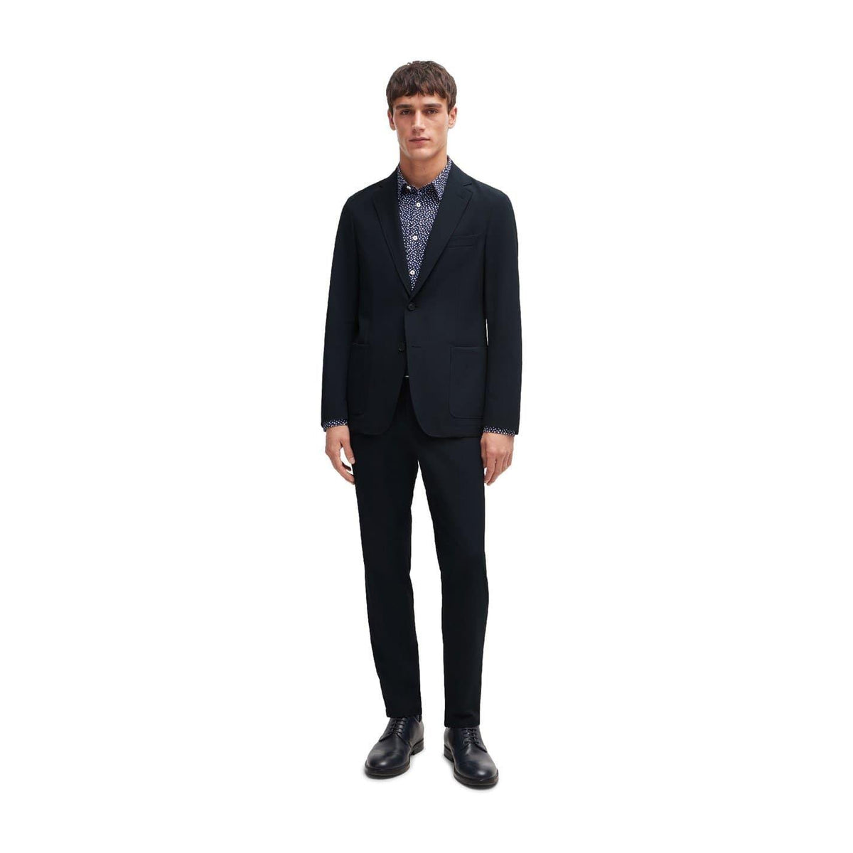 Dark Blue - Side - Boss Mens Plain Chest Pocket Regular Blazer