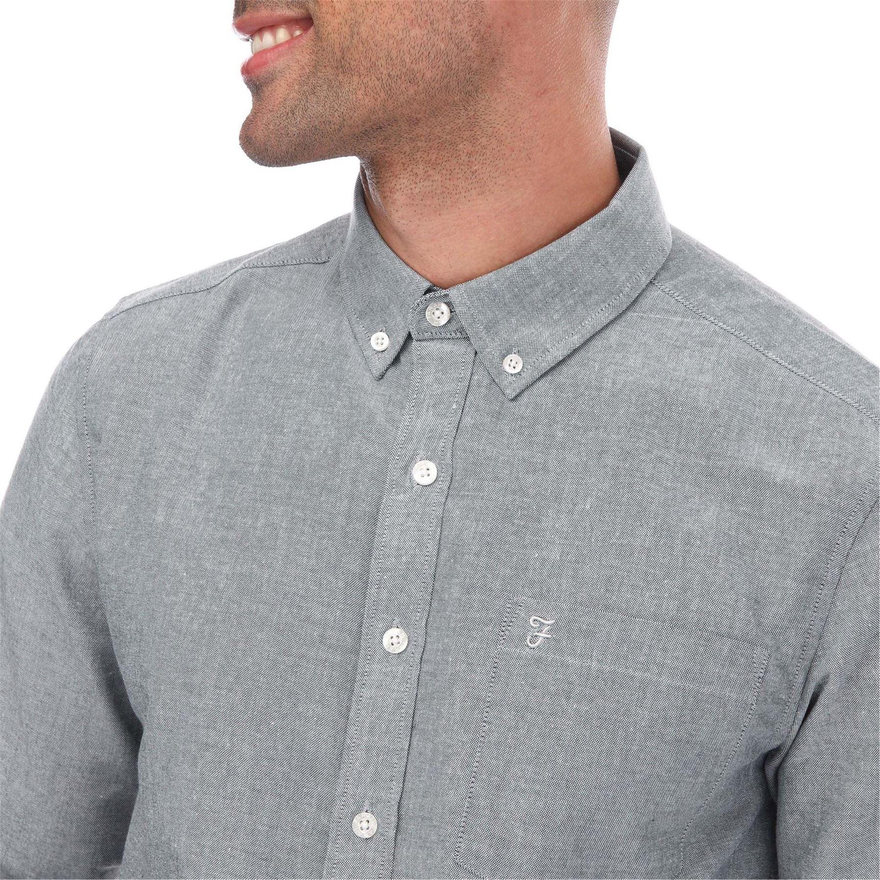 Navy - Side - Farah Mens Drayton Long-Sleeved Shirt