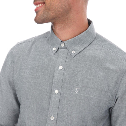 Navy - Side - Farah Mens Drayton Long-Sleeved Shirt