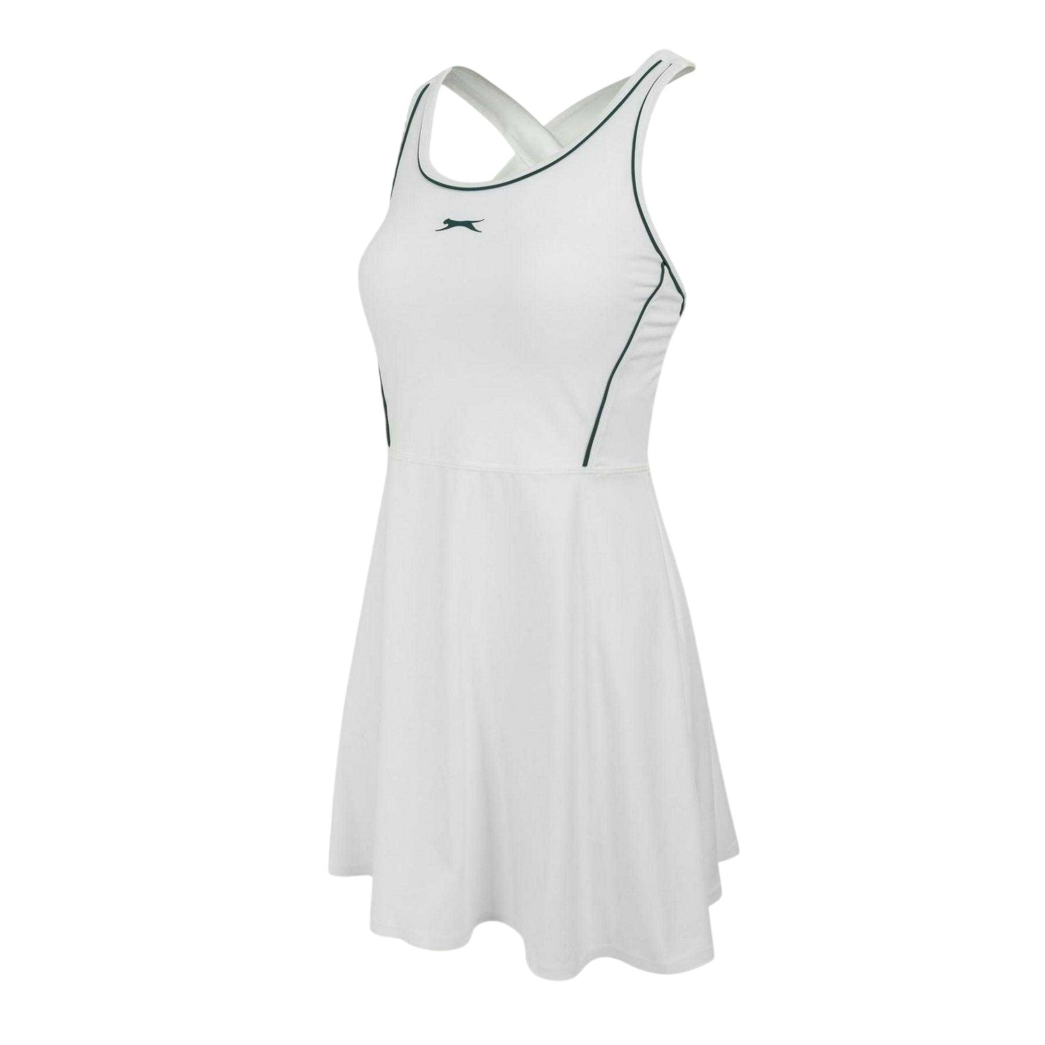 White-Forest Green - Lifestyle - Slazenger Womens-Ladies Flared Scoop Neck T-Shirt Dress