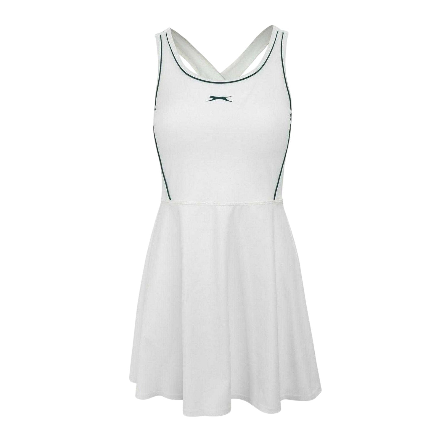 White-Forest Green - Front - Slazenger Womens-Ladies Flared Scoop Neck T-Shirt Dress